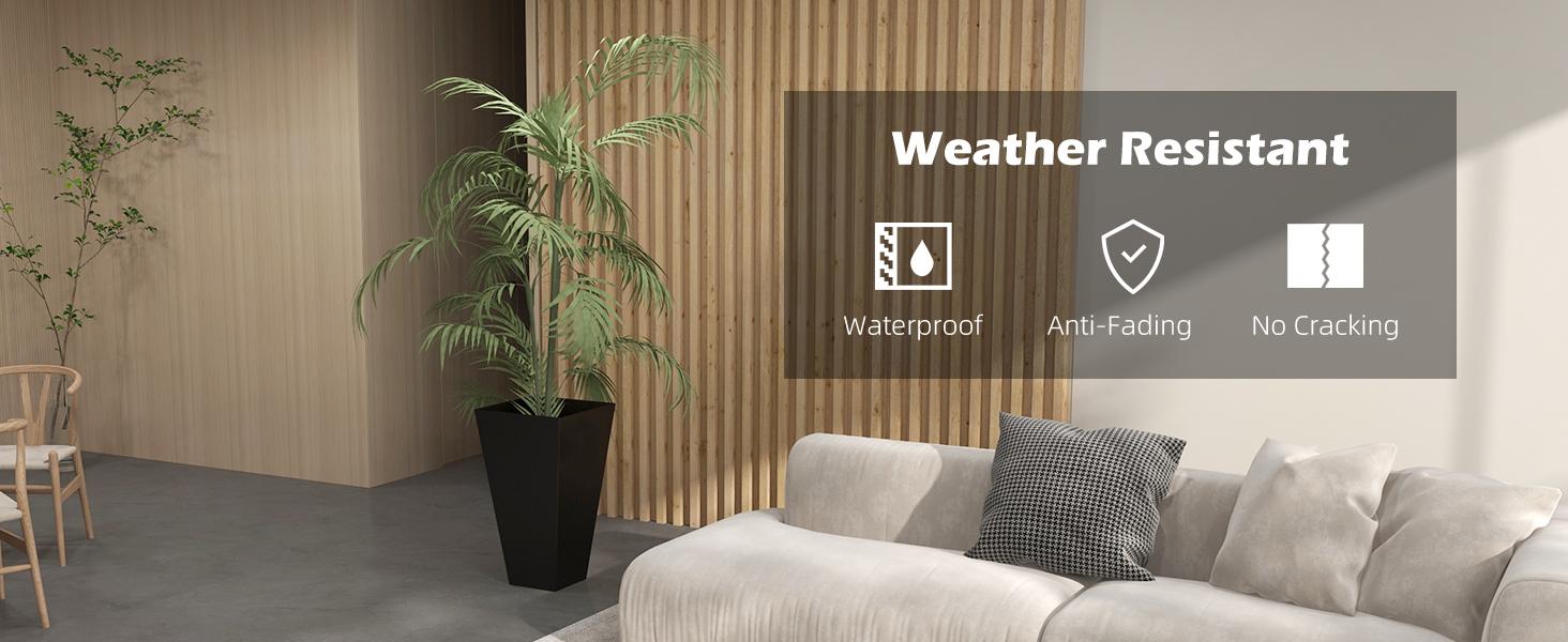 【Set of 3】Outsunny Set of 3 Tall Planters with Drainage Hole, 28" Outdoor Flower Plant Pots, Indoor Planters for Porch Patio and Deck