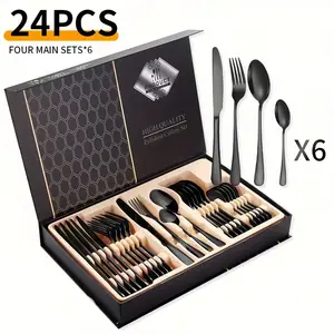 【AREL】24-Piece Stainless Steel Flatware Set – Mirror-Polished Forks, Knives & Spoons for Home, Hotel, Weddings & Banquets, Dishwasher Safe, Durable with Gift Box