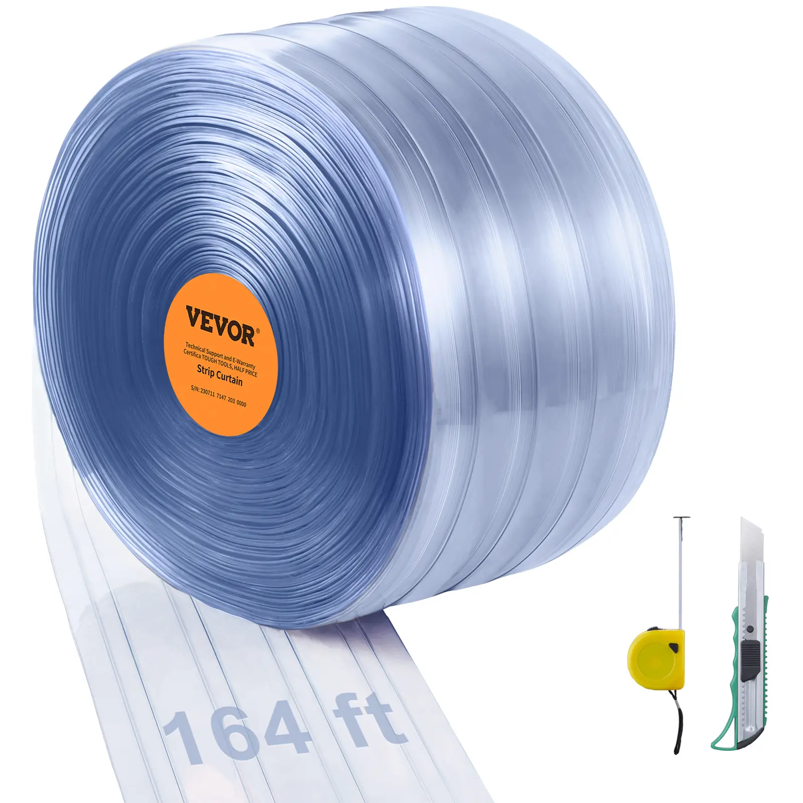【Summerfinds】VEVOR Strip Curtain 164' Length8" Width0.08" ThicknessClear Ribbed Plastic Door StripsPVC Curtain Strip Door Bulk Roll for WarehousesFactoriesSupermarketsShopping MallsHallsGarages, Plastic Curtains