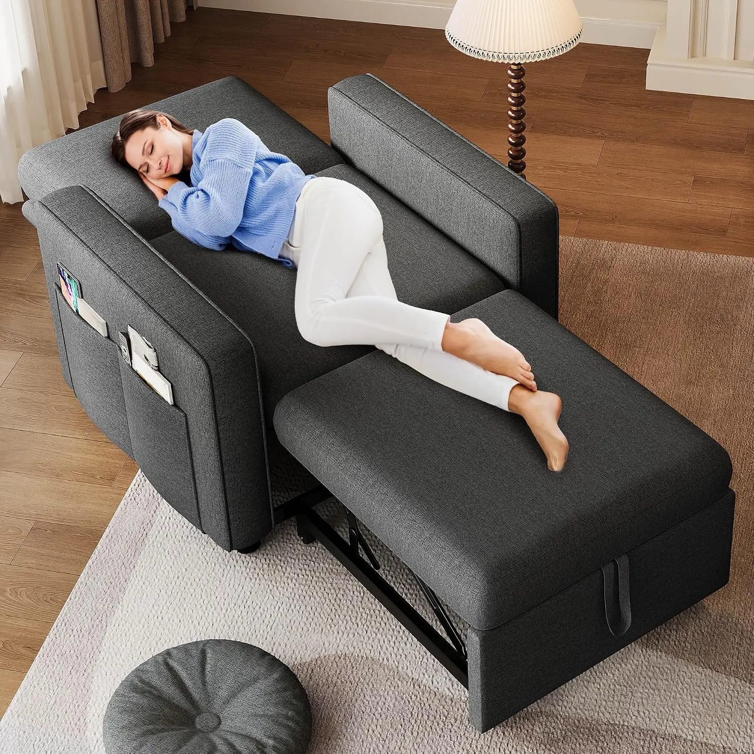 YITAHOME Comfortable Sleeper Sofa with Pull-Out Footrest for Sitting & Lounging Easily extend the pull-out footrest for extra space to lounge, relax, or nap