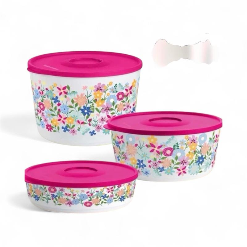 Wildflower 3-pc Set Serving Bowl Includes One of the Following Wildflower Print Stackable Bowls with Seals 2.5L/4.3L/6.6L