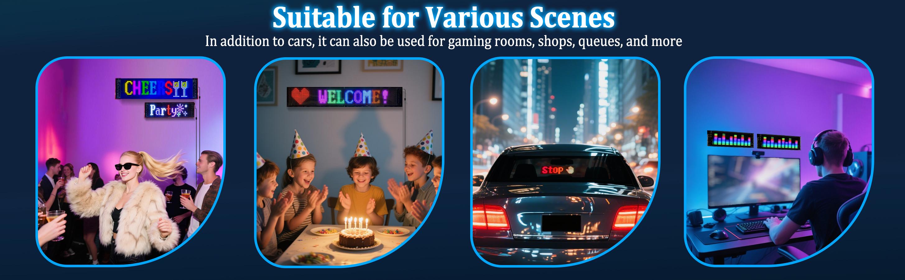 DIBMS 2PCS Bluetooth Controlled LED Devil Eyes Sign,Flex LED Display for Car, LED Sign for Car,Suitable for Windows of Cars and Small to Medium-Sized Trucks.Wireless Bluetooth LED Matrix Sign