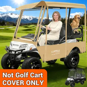 Universal 4 Passenger Golf Cart Enclosure 78.7" Extended Roof for EZGO, Club Car Onward Tempo, 600D Waterproof Rain Cover, 4-Sided PVC Window for Winter Driving，Golf Accessories