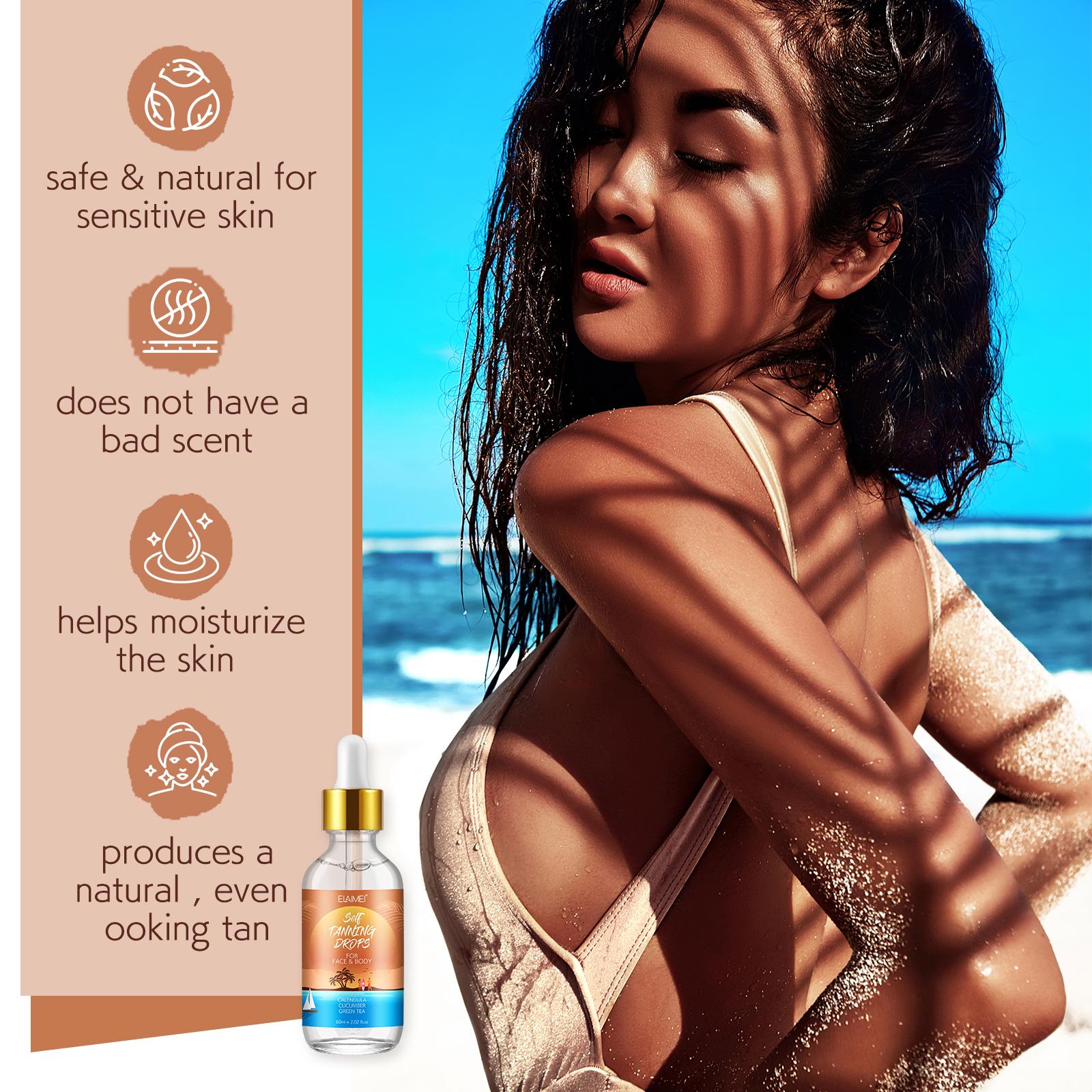 ELAIMEI Tanning Drops for Face and Body 60ml - Sunbed Tanning Accelerator Serum Oil - Tanning Drops to Add to Moisturiser - Face Tanning Drops ELAIMEI Tanning Drops for Face and Body 60ml - Sunbed Tanning Accelerator Serum Oil - Tanning Drops to Add to Moisturiser - Face Tanning Drops