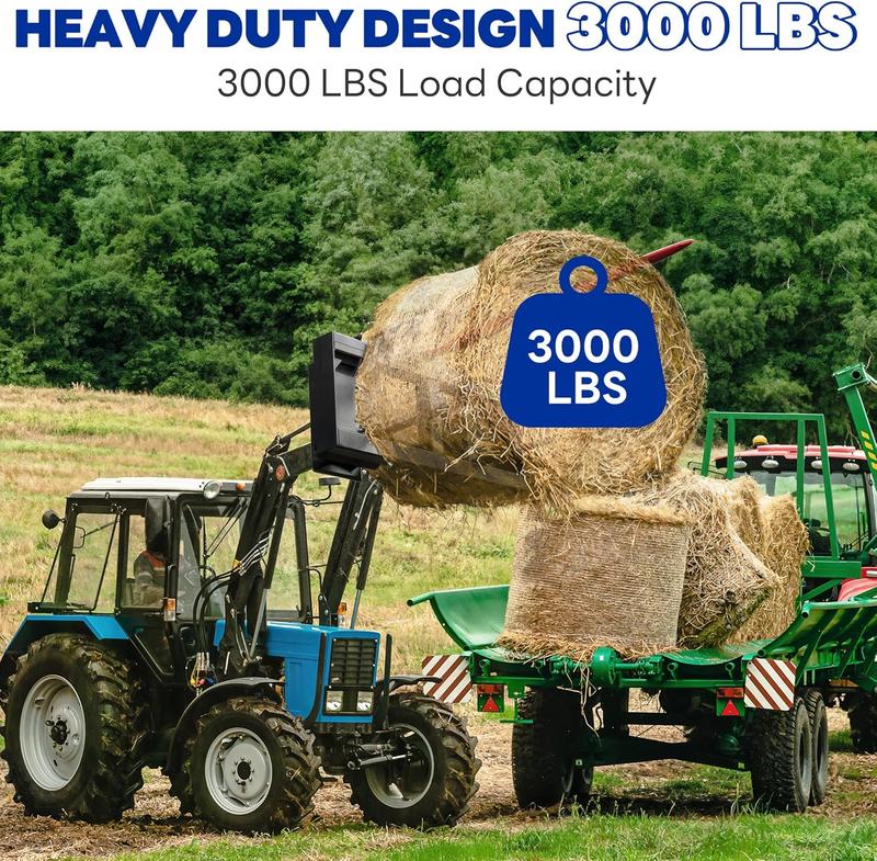 YITAMOTOR 49" Hay Spear Attachment, 3000lbs Capacity Quick Attach for Bobcat Tractors & Skid Steer Loader with 1pc 49" Red Hay Spear & 2pcs 17" Black Stabilizer Spears Spike Fork Tine