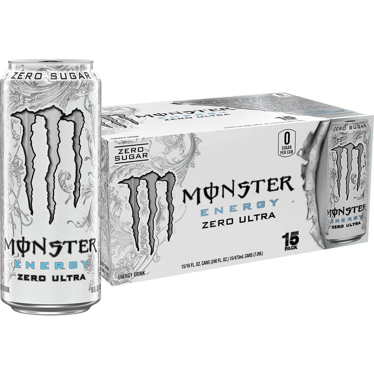 Energy 0 Ultra Sugar-Free Energy Drink, 16 oz | Pack of 15, Sports Beverage
