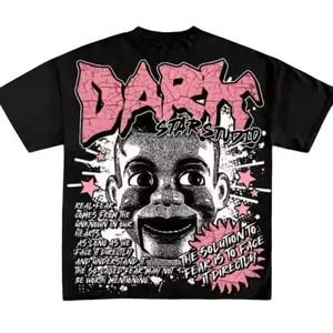 Darkstar Print Pattern Fear Puppet Face Fear Cotton T-Shirt Men Y2K Short Sleeves Vintage Oversize Tshirt Streetwear Women Tops