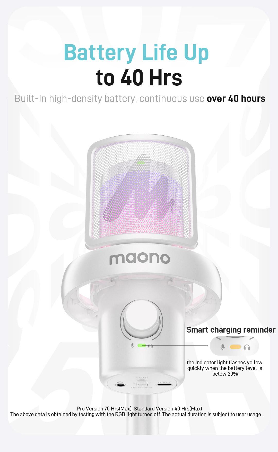 Maono DM40 Voice Changer Budget RGB Wireless/USB Desktop Microphone, audio equipment gear with Noise Reduction, zero latency, budget mics for Computer/PC/PS5 / Mac / Smartphone, ideal for Gaming,Recording,Singing,YouTube,TikTok.