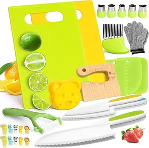 Child's Cooking 46Set Toy: Safe Culinary Tools for Kids,Kitchen Accessories Safe Cooking toy Set,Foster Skills&Fun Toys Set for Real Cooking for with Plastic Safe Knives Crinkle Cutter Kids Cutting Board,Safe Culinary Tools For Kids,Party gifts