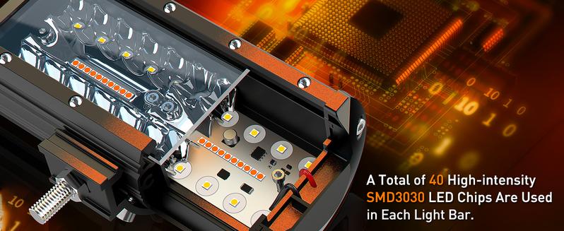 NAOEVO 7 Inch LED Light Bar Kit with Rocker Switch,2PCS 24000LM White LED Pod Lights, IP68 Waterproof Off Road for Truck, ATV, SUV, UTV, Boat, Jeep（White/Amber/White&Amber）