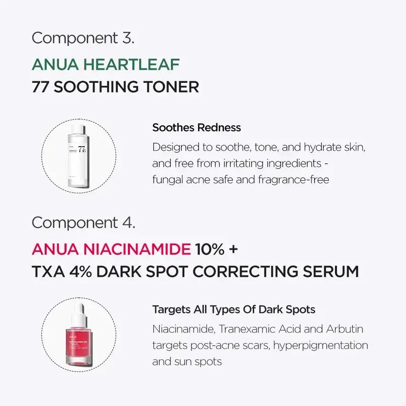 [Anua Official Shop] Ultimate Skincare Routine Set | Cleansing oil + Cleansing foam +Toner + Dark Spot Correcting Serum + Moisturizing lotion, Hydrate, korean skincare, glass skin, affordable, niacinamide