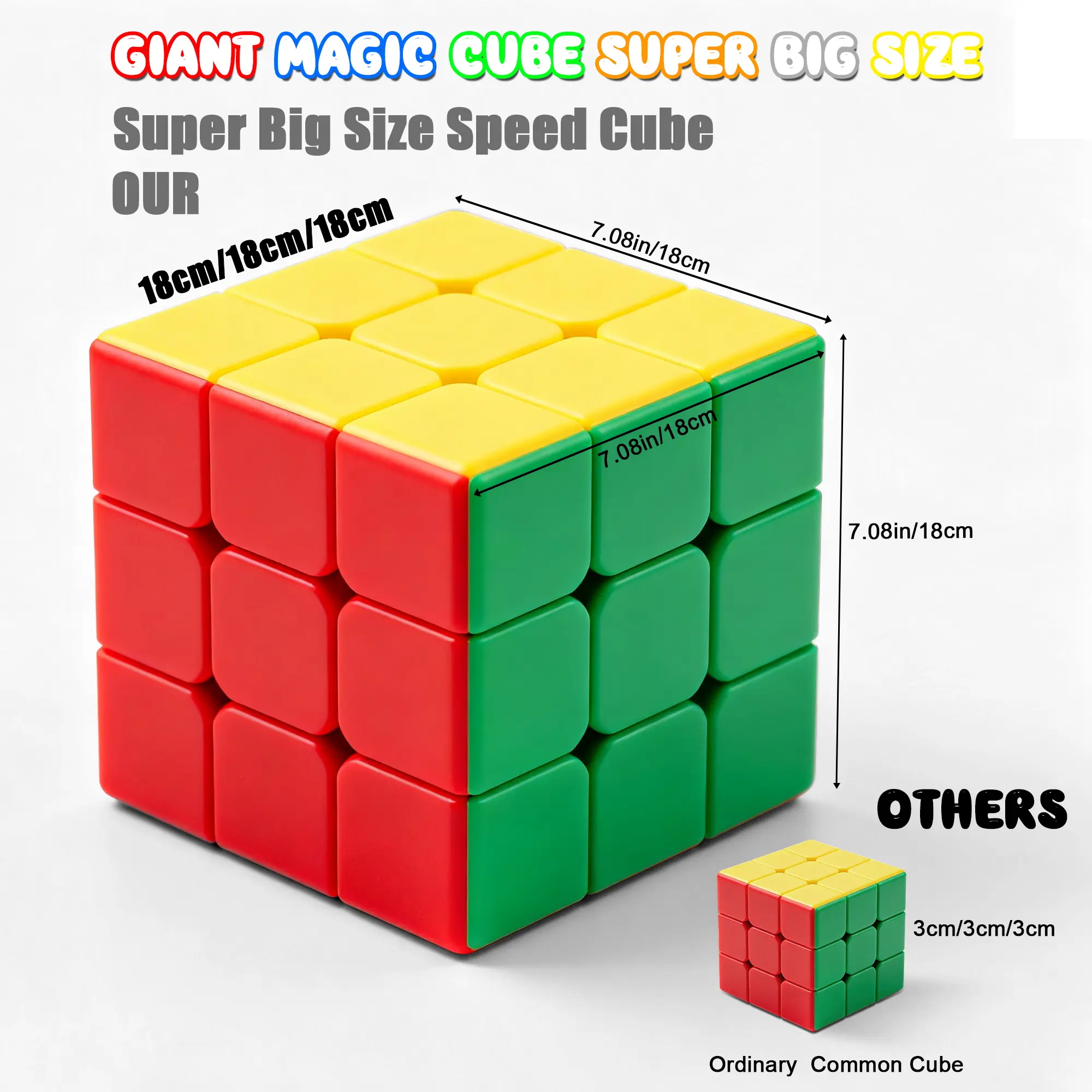 Super Big Size Magic Cubes 3x3x3 18cm Large Magic Megaminx Giant Speed Cube Educational Collection Toy Unique Holiday Present For Kids Cube Lover!  Fun Challenging Puzzles Learning Bonding Brain Exercise  Gift in Home Classroom Office Cool Room Decoration