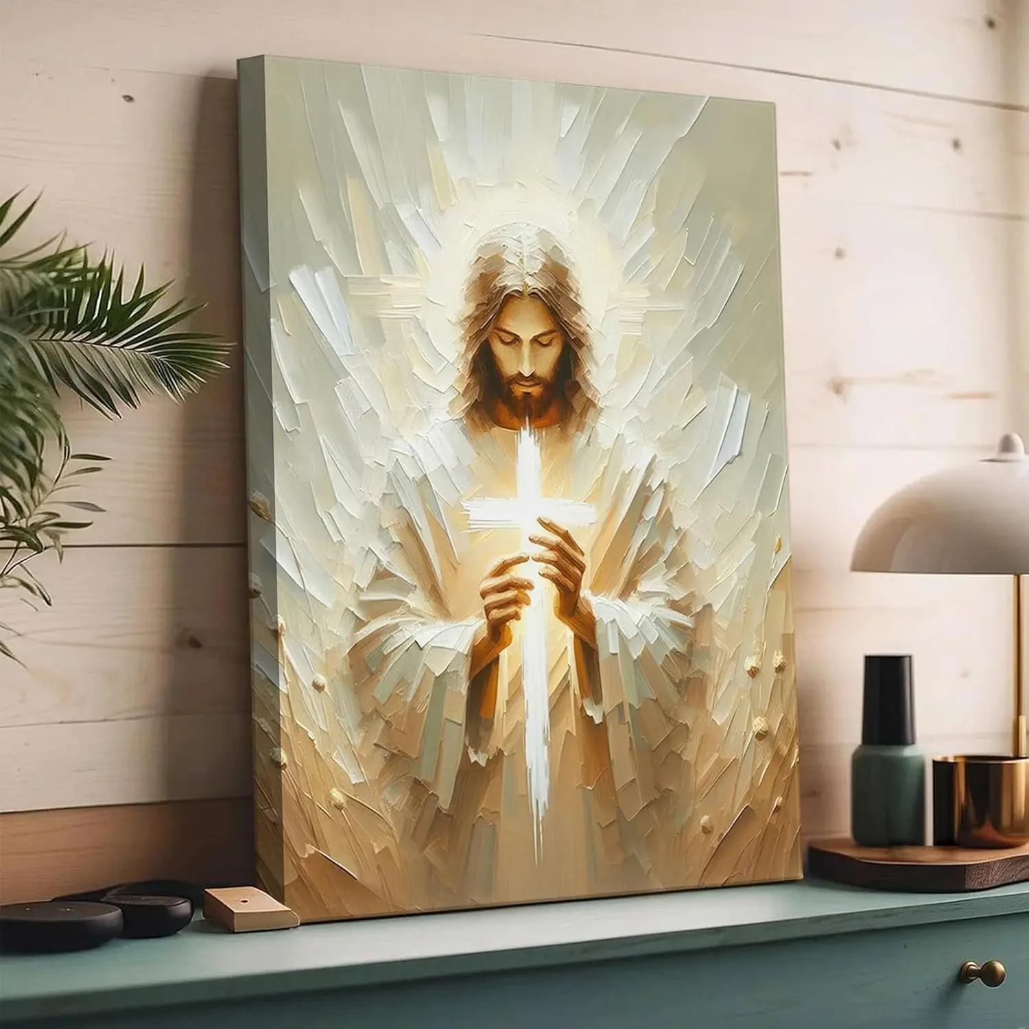 Jesus Canvas Wall Art Christian Cross Wall Decor Pictures God Painting Divine Mercy Poster Print for Church Prayer Room Living Room Decoration Religious Collectibles Religious Ornaments wall decor wall art posters poster