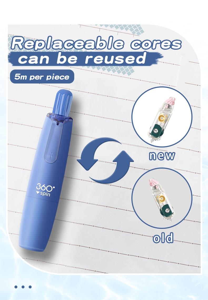 Double-sided tape pen, Greplaceable refills,Glue tape pen, dot-shape glue,4 main bodies + 6 refills, gradient color, perfectfor doing junk journal or school project