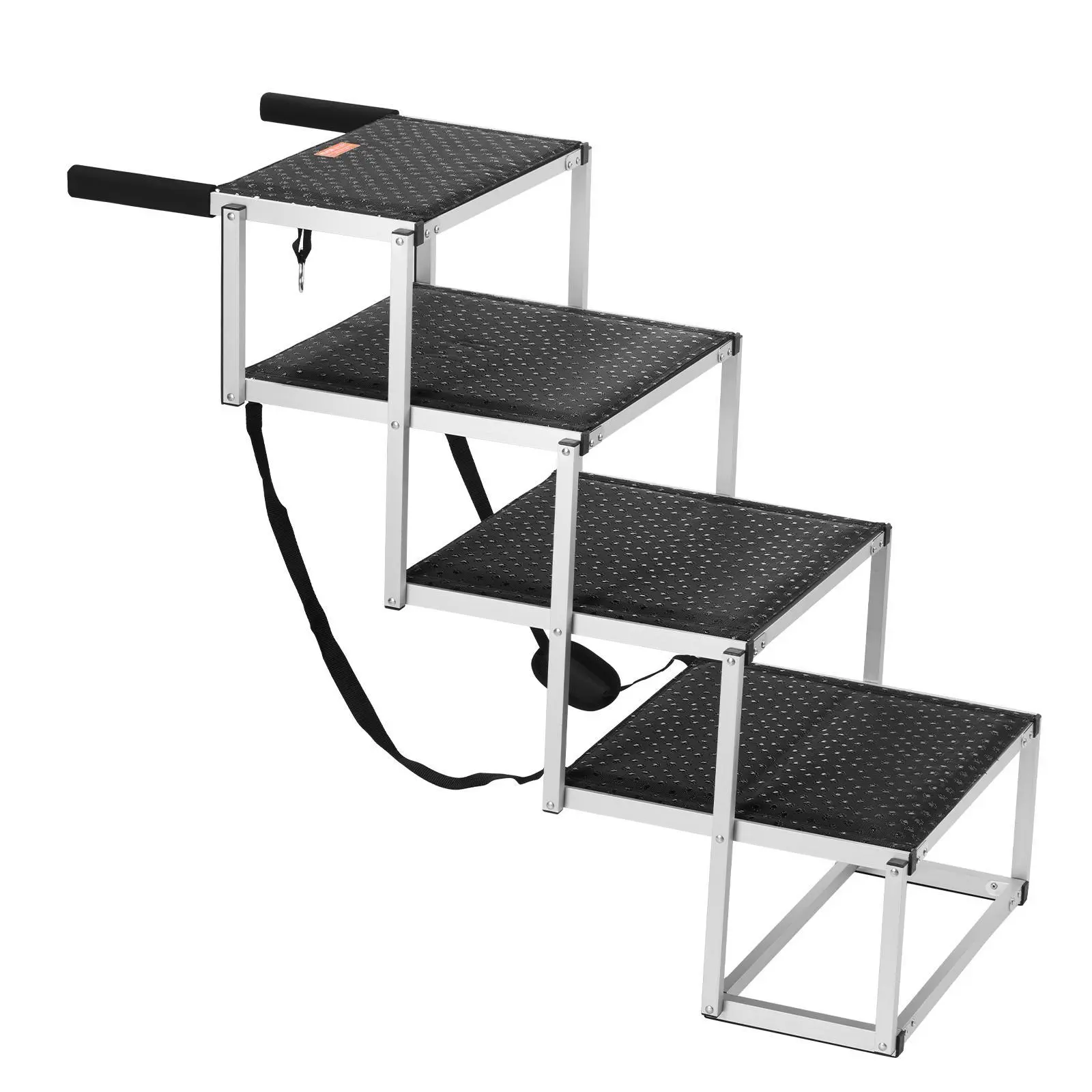 VEVOR Dog Stair for Cars,  , Wide 4-step Dog Car Steps, Folding Dog Car Ramp with Nonslip Surface, Portable Pet Steps Lightweight Aluminum for Car, SUV and Truck, Supports up to 250 lbs#BackToSchool