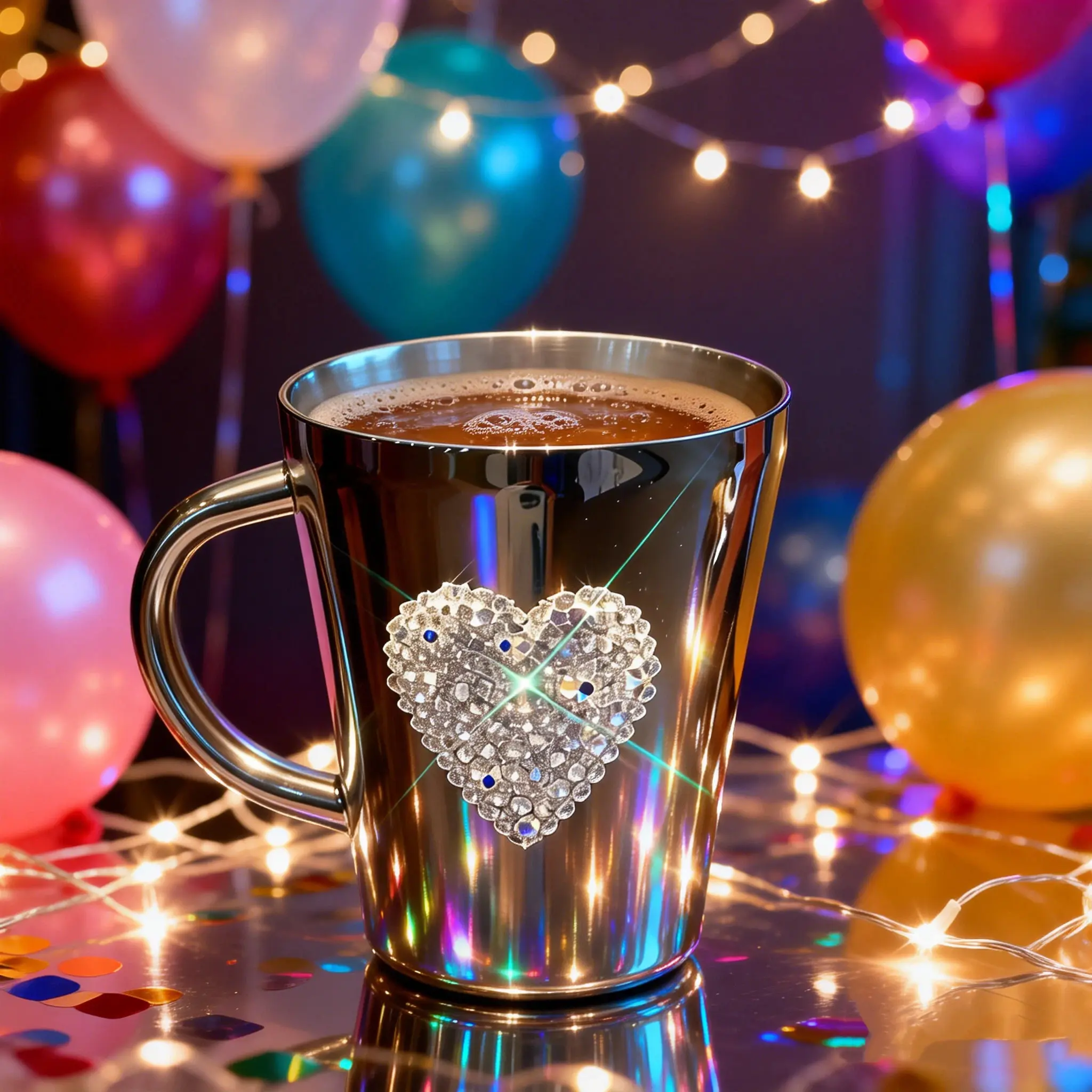 Sparkle Bright Stainless Steel Heart Mug with Glistening Rhinestones for Coffee & Tea Unique Personalized Blingy Drinkware