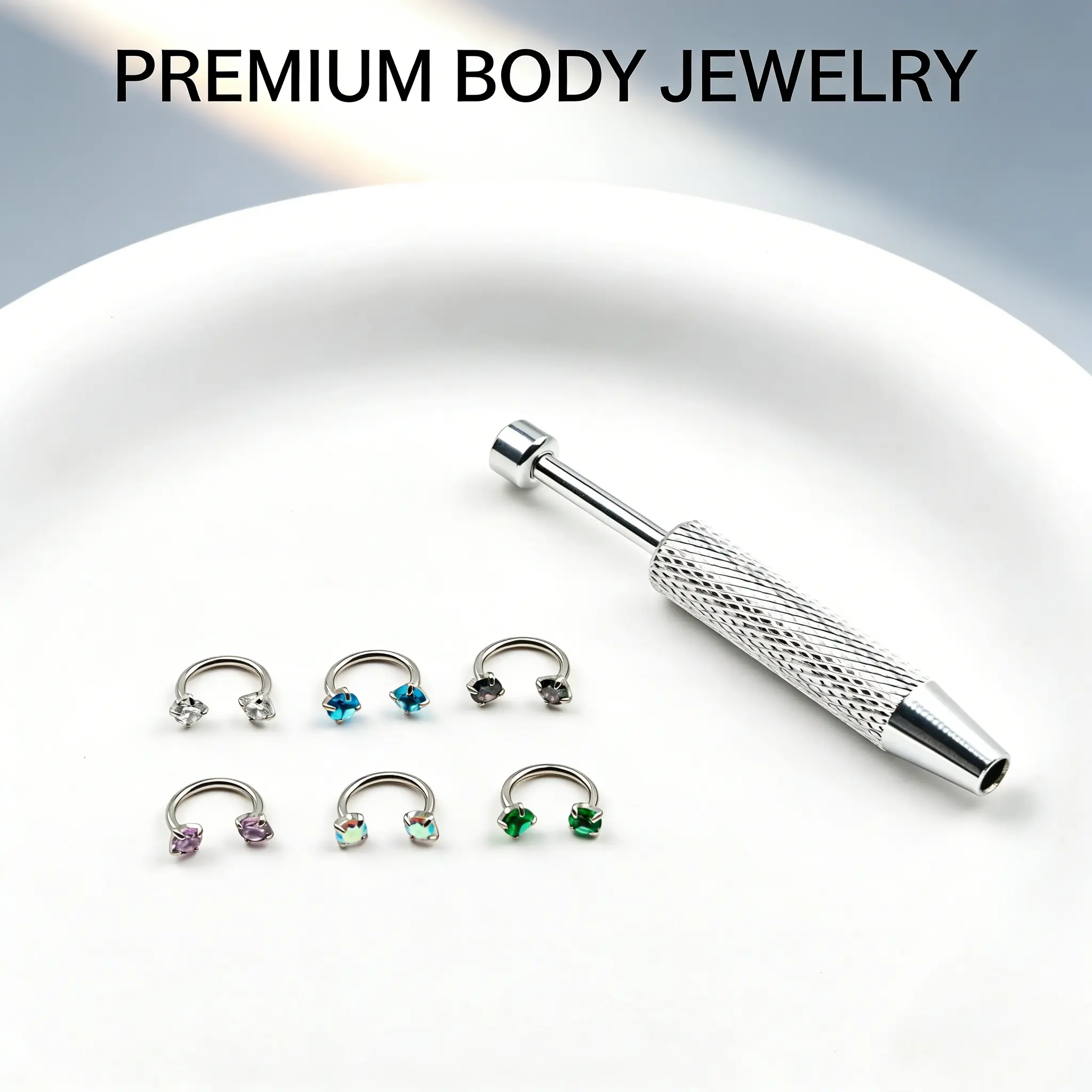 Women's Surgical Steel Nose Rings Hoops - 6-Piece 18G Internally Threaded Body Jewelry Set with Cubic Zirconia Horseshoe Styles for Everyday Wear, Hoop Styles