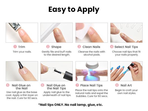 Beetles Gel Nail Tips Pre-Shaped Fake Nails Gelly Tips Clear Press on Nail Tips Full Cover False Nails Gift for Girls Women Gelly Tips Home DIY Nail Salon