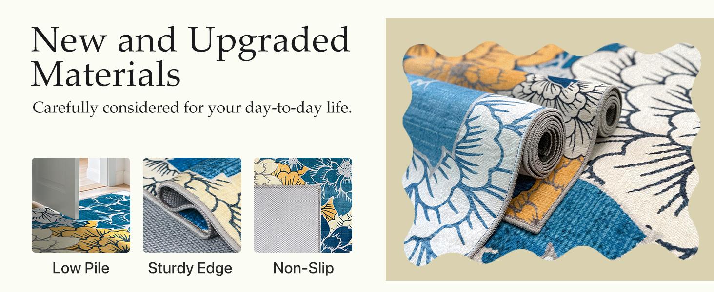 GENIMO Indoor Outdoor Area Rug 8'x10', Machine Washable Rugs for Patio, Waterproof, Non-Slip Easy Cleaning Floral Outdoor Mat Carpet for Living Room, Bedroom, RV, Balcony, Deck, Camping