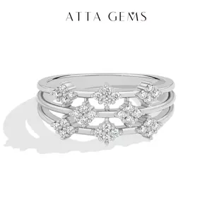 ATTAGEMS Classic 1.3mm Round Cut D VVS1 Color Lab-Grown Moissanite Ring for Women Unisex 925 Sterling Silver Ring Holiday Engagement Gift Fine Jewelry SpringStatements R372