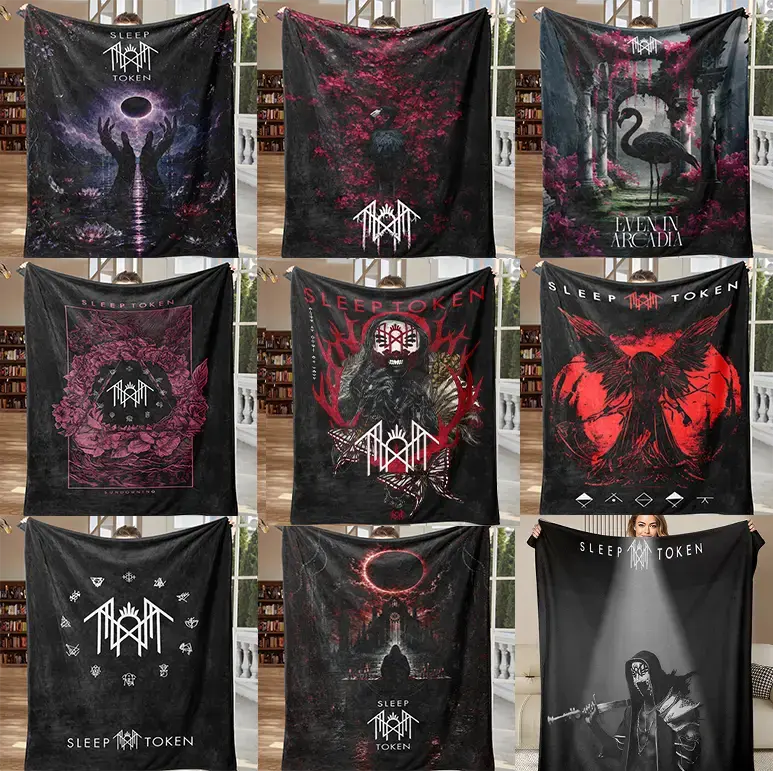 【Deals for you】60*80 Sleep Token Pattern Flannel Blanket, Adult Blanket ,Soft Warm Throw Blanket, Air-conditioned Sofa Bedroom Dorm Couch Office Car Travel Home Blanket, Warm Nap Blanket for Men Women Adults Boys Girls, Birthday Mother's Day Fans Gifts
