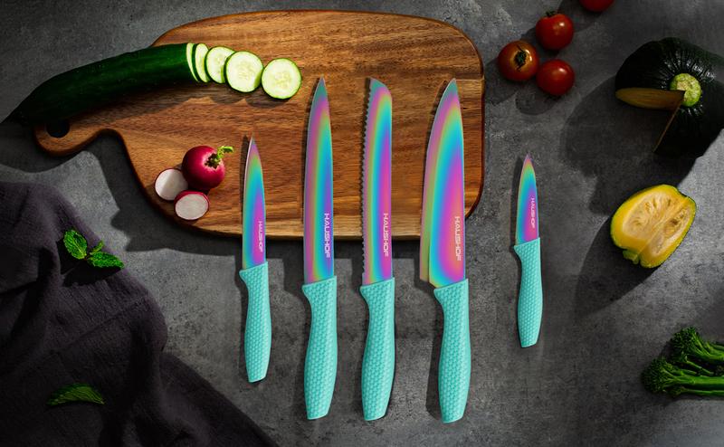 #JumpstartSale HAUSHOF Kitchen Knife Set, 5 Pieces Rainbow Knife Sets with Arcylic Block, Sharp Green Knives Set for Kitchen, Stainless Steel Knives Set with Ergonomic Handle, Great for Slicing, Dicing&Cutting #JumpstartSale HAUSHOF Kitchen Knife Set, 5 Pieces Rainbow Knife Sets with Arcylic Block, Sharp Green Knives Set for Kitchen, Stainless Steel Knives Set with Ergonomic Handle, Great for Slicing, Dicing&Cutting