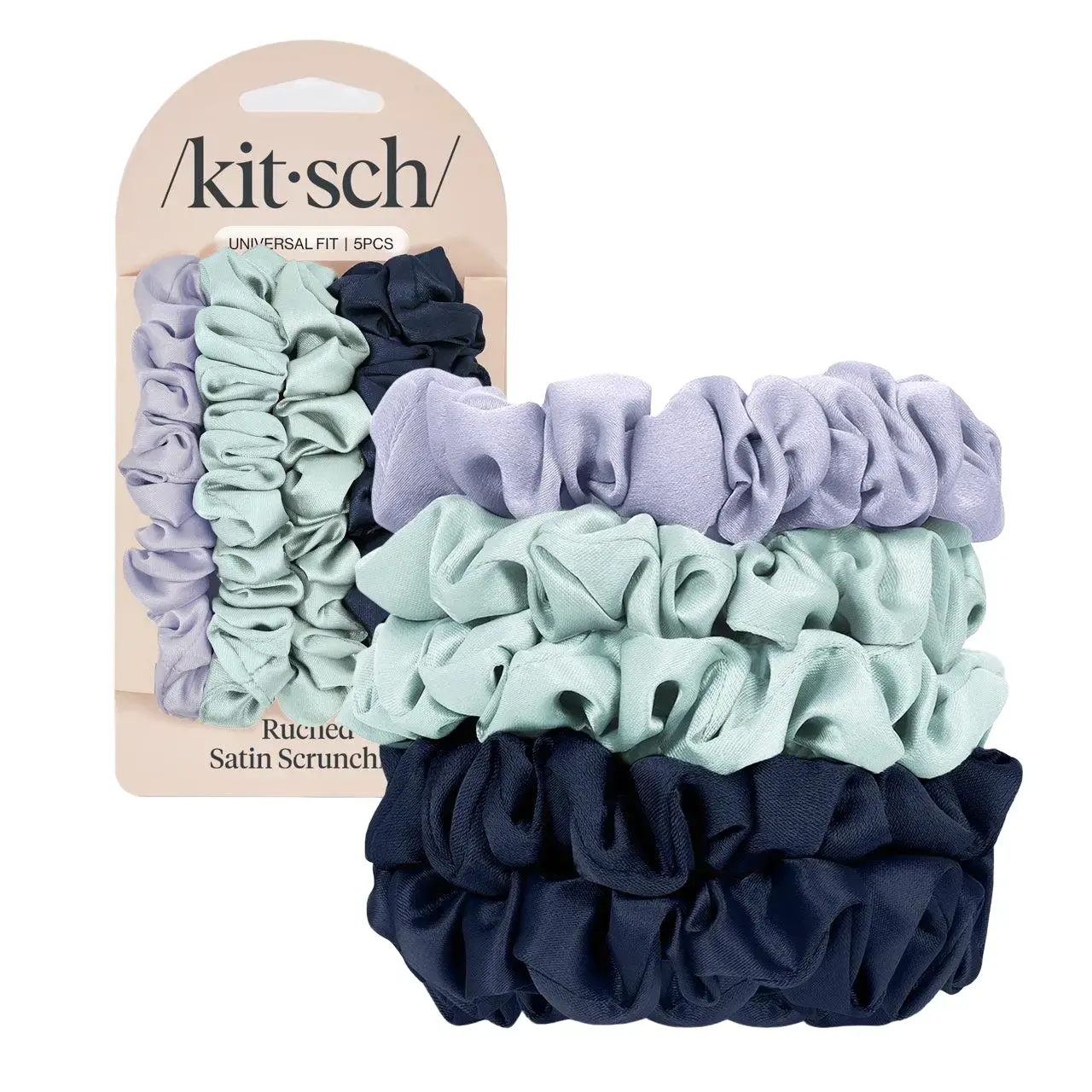 Kitsch Garden Bouquet Ruched Satin Scrunchies 5pc Set