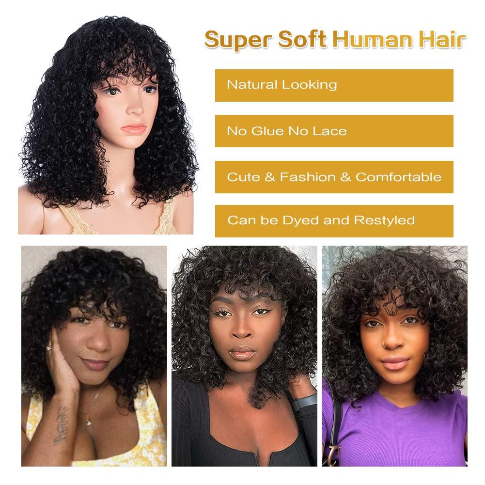 [WEAR GO WIG]Glueless Wig Jerry Curly Short Bob Human Hair Wigs With Bangs Wear To Go Highlight Honey Water Wave Blonde Colored Wig For Women Wavy Big Summer Deals Nature Body Flip dealsforyoudays  TikTokShopBlackFriday