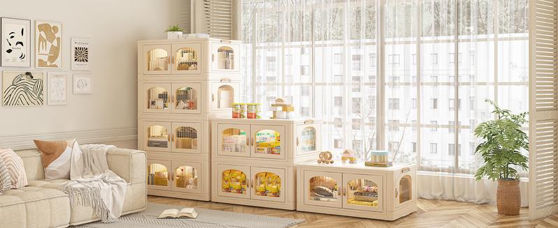 【Deal】RaybeeFurniture 1/2/3 Plastic Storage Bin with A Lid, Stackable Storage Containers with Wheels, Foldable Storage Boxes, Closet Organizers for Living Room,Office,Dorm,Kitchen