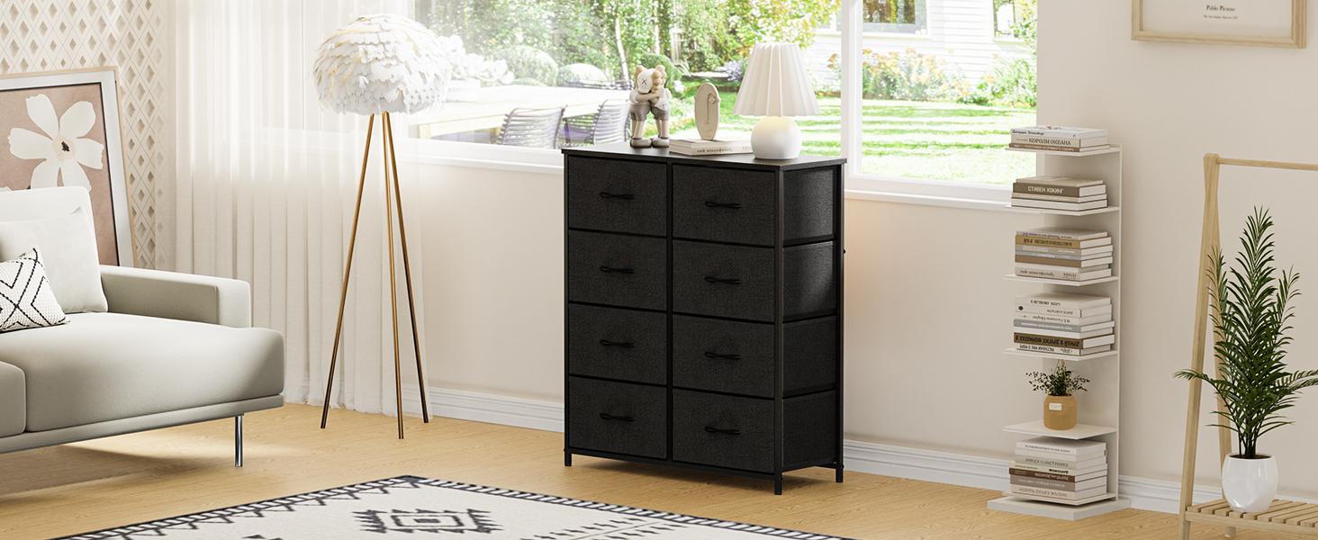 Dresser for Bedroom with 8 Fabric Drawers, Tall Chest Organizer Units for Clothing, Closet, Kidsroom, Storage Tower with Cabinet, Metal Frame, Wooden Top, Lightweight Nursery Furniture Dresser for Bedroom with 8 Fabric Drawers, Tall Chest Organizer Units for Clothing, Closet, Kidsroom, Storage Tower with Cabinet, Metal Frame, Wooden Top, Lightweight Nursery Furniture
