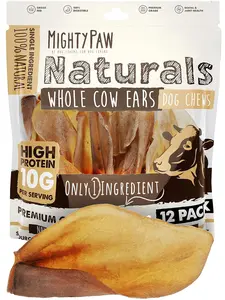 Mighty Paw Grass-Fed Cow Ear Chews for Dogs - All-Natural & Delicious High Protein Treats