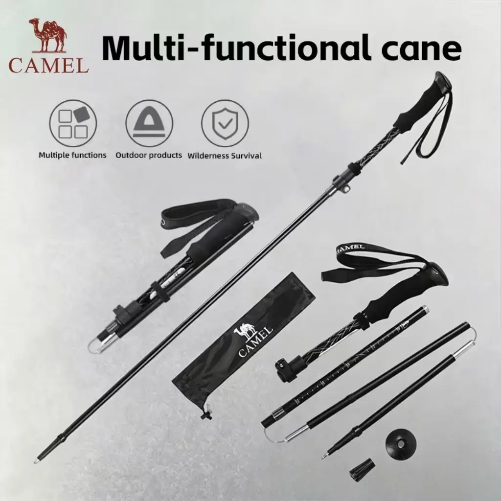 CAMEL SPORTS Multifunctional Trekking Poles, Lightweight, Adjustable & Foldable Tungsten Steel Poles with Anti-Slip Grip for Hiking & Backpacking, Unisex, Outdoors, Synthetic,back to school,back to school haul