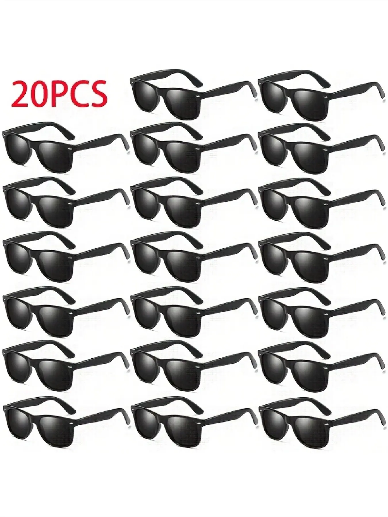 20 pieces classic black glasses - durable style with rivets, vintage style, suitable for adults - perfect for groomsmen/bridesmaids group lightweight design, individually packed, free glasses cloth included, Trendy Beach Eyewear, Stylish Shades