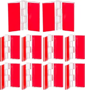 12 Pcs Plastic Acrylic Clear Small Hinges Self Adhesive Piano Hinge for Cabinet Aquarium Lid Furniture Display Stand (35X30Mm) Prasacco