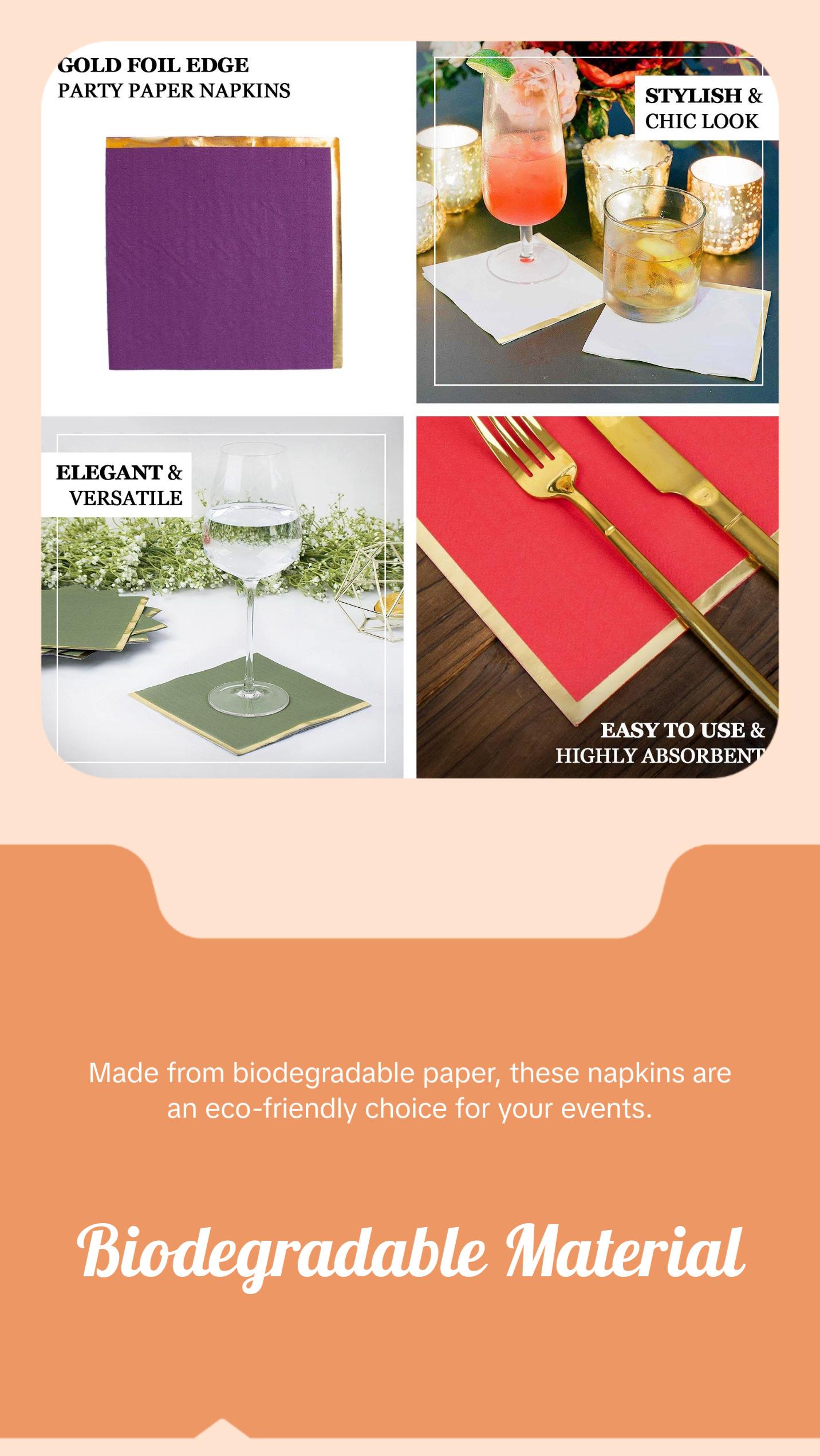 50 Pack 2 Ply Soft Hunter Emerald Green With Gold Foil Edge Dinner Paper Napkins, Wedding Cocktail Beverage Napkins 50 Pack 2 Ply Soft Hunter Emerald Green With Gold Foil Edge Dinner Paper Napkins, Wedding Cocktail Beverage Napkins