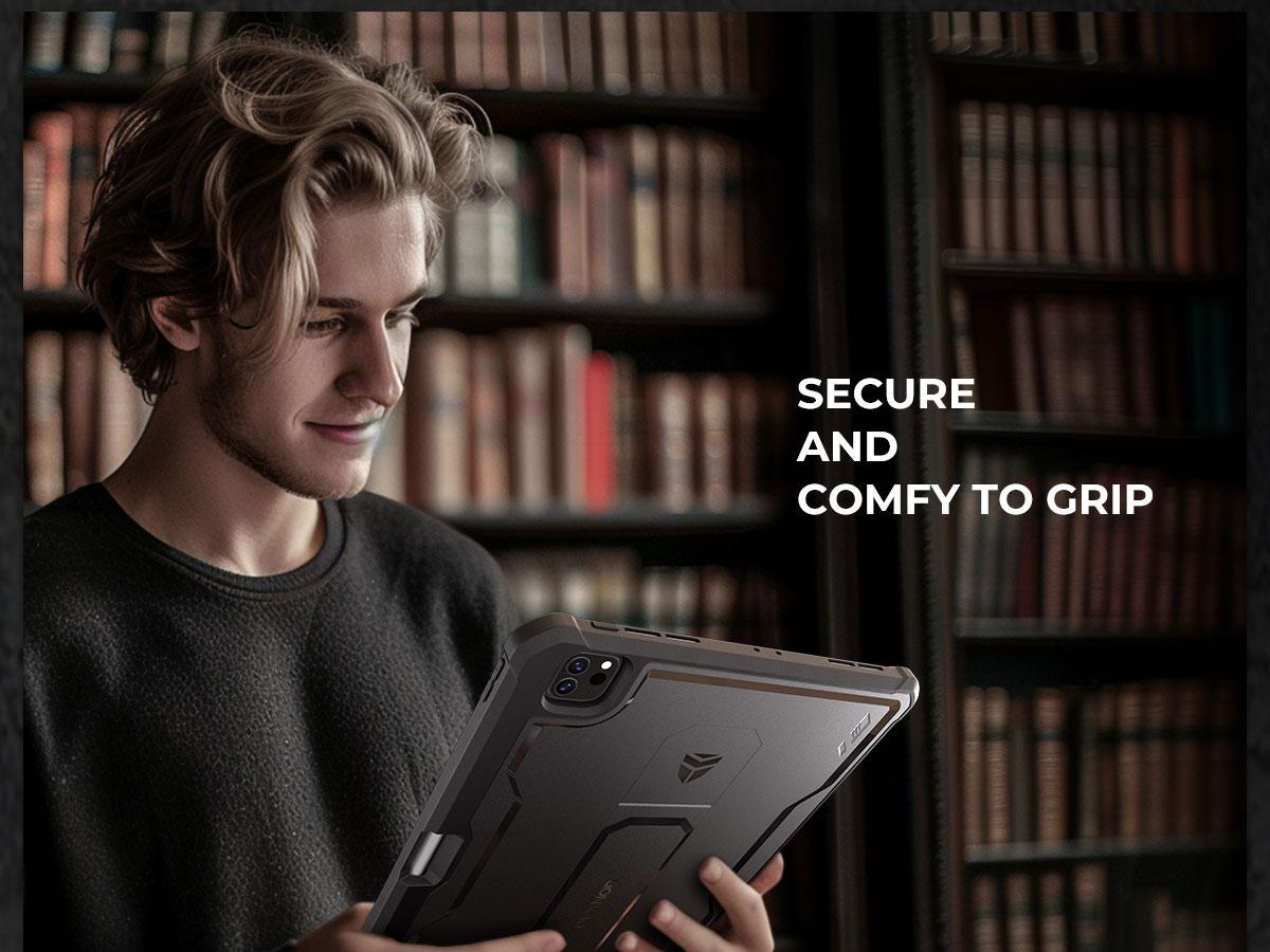 Dexnor for iPad Pro 12.9 Inch Case 2022/2021/2020(6th/5th/4th), Heavy Duty Shockproof Dual Layer Full-Body Bumper Protective Cover with Built-in Screen Protector & Kickstand & Pen Holder