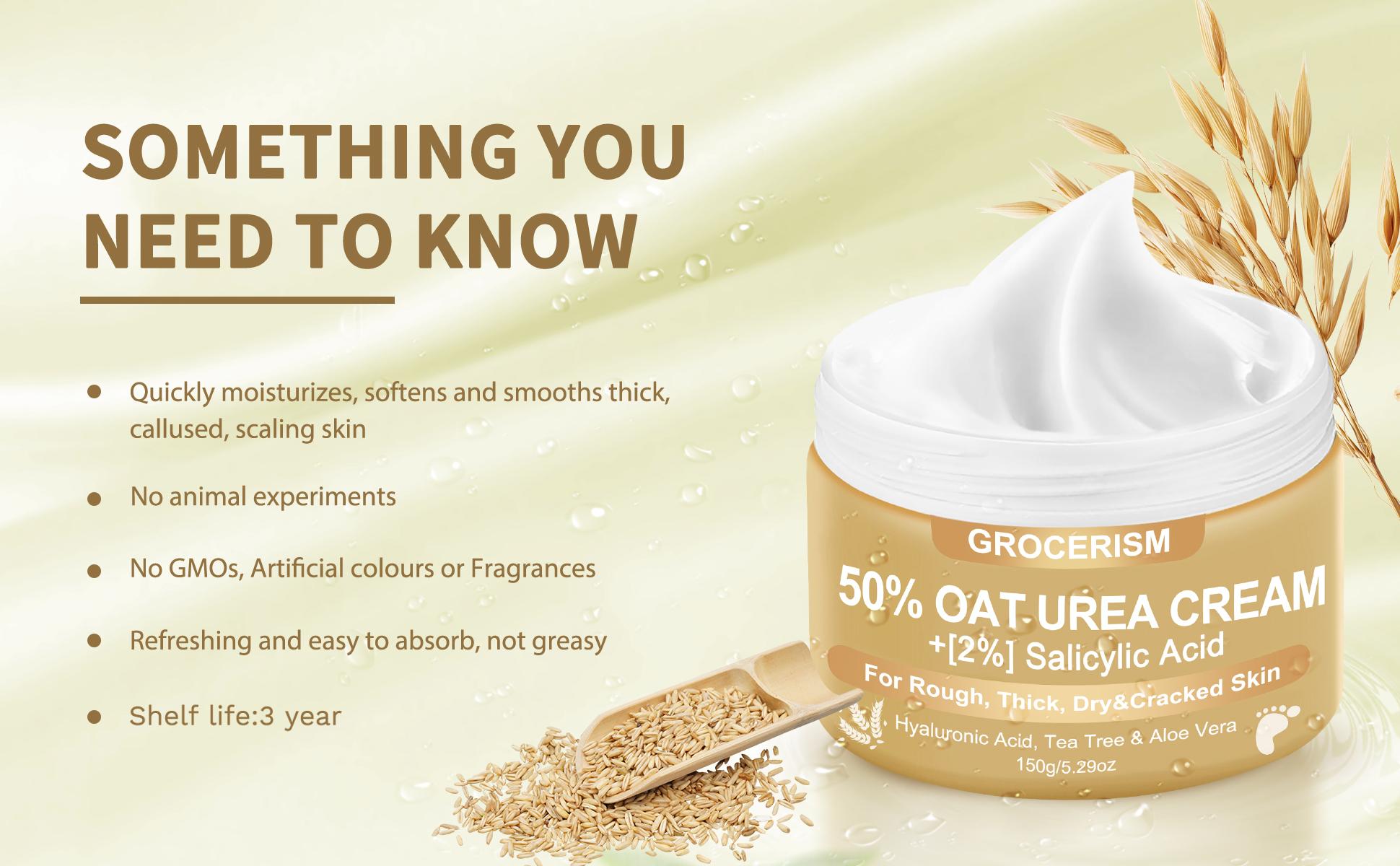 Grocerism 50% Urea Cream with Oat Extract for Sensitive Skin | Foot & Hand Cream with 2% Salicylic Acid, Hyaluronic Acid, Tea Tree & Aloe Vera,for Deep Hydration, Callus Removal, Beneficial for Cracked Heels and Hands 5.29 oz#TikTokShopHolidayHaul Grocerism 50% Urea Cream with Oat Extract for Sensitive Skin | Foot & Hand Cream with 2% Salicylic Acid, Hyaluronic Acid, Tea Tree & Aloe Vera,for Deep Hydration, Callus Removal, Beneficial for Cracked Heels and Hands 5.29 oz#TikTokShopHolidayHaul