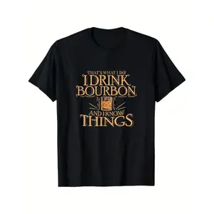 Men's 100% Cotton Bourbon Lover T-Shirt With Witty Drinking Quote Design
