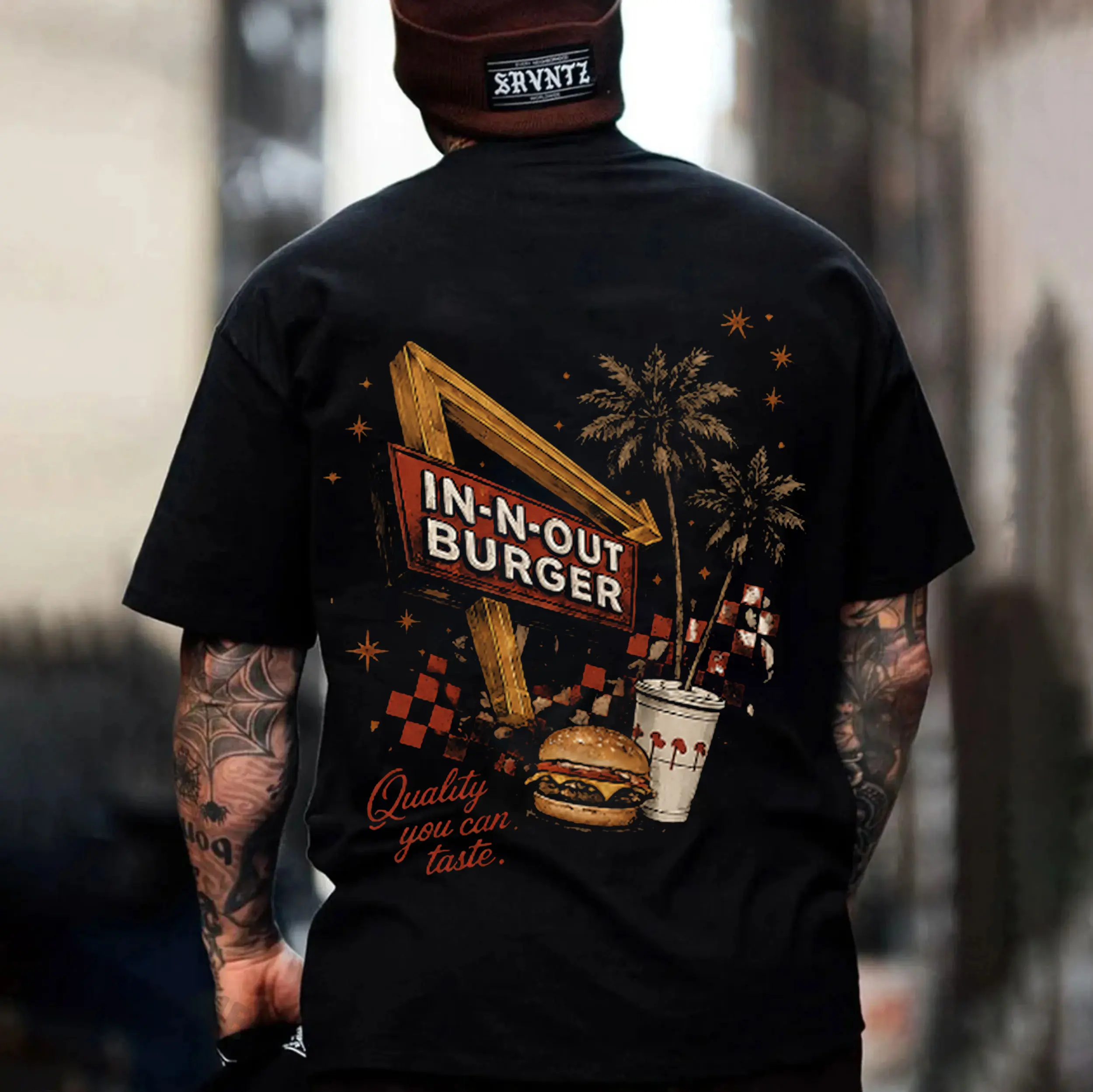 In-N-Out Burger Vintage Graphic T-Shirt, Retro Fast Food Back Print Tee, California Style Streetwear Shirt, Classic Burger Lover Gift, Unisex Cotton Graphic Tee, InNOutBurger, InNOut, BurgerLover