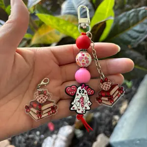Love silicone beaded keychain charms