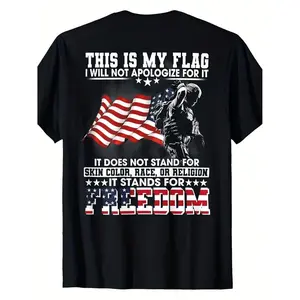 This Is My Flag I Will Not Apologize For It T-Shirt - Bold Statement Tee Featuring American Flag Graphic and Muscle Silhouette - Perfect for Patriotic Events, Freedom Celebrations, and Everyday Wear