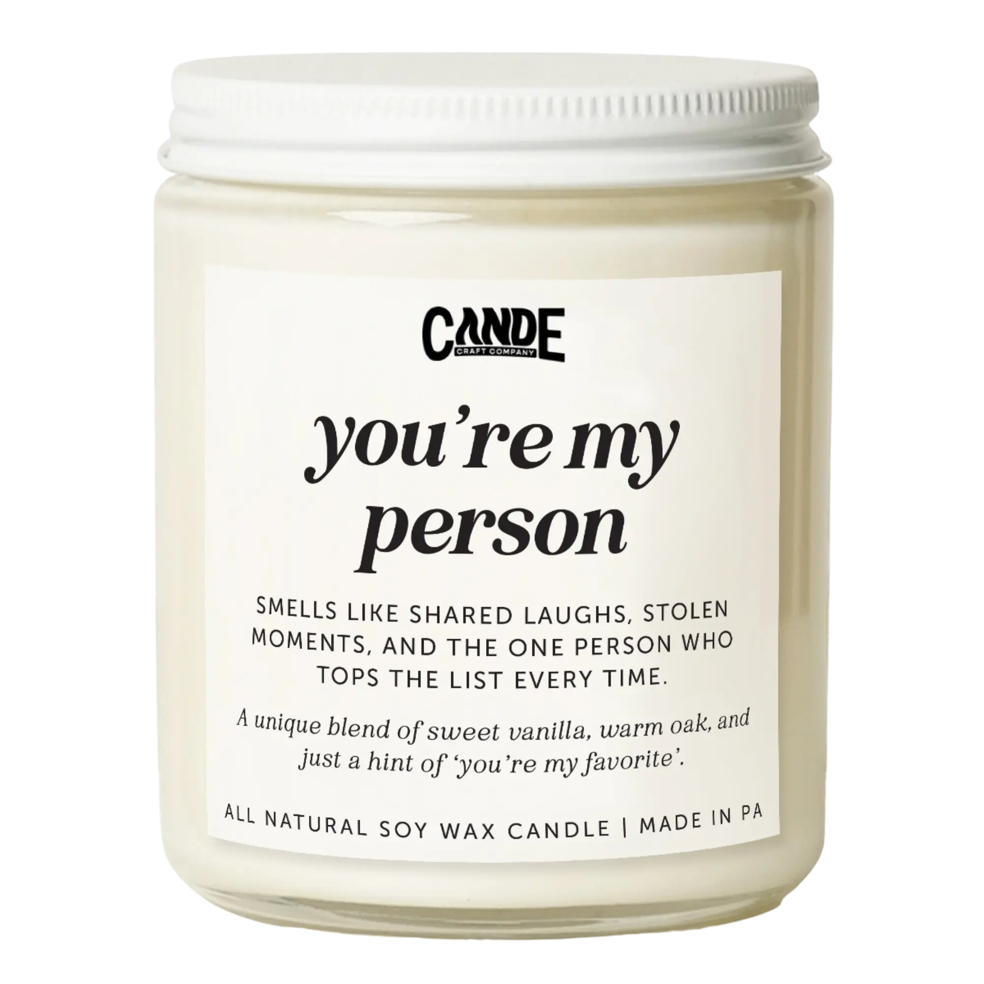 You're My Person Candle – Best Friend Gift, Friendship Soy Candle, Gift for Her, Birthday Gift, Sentimental Candle, Handmade Gift