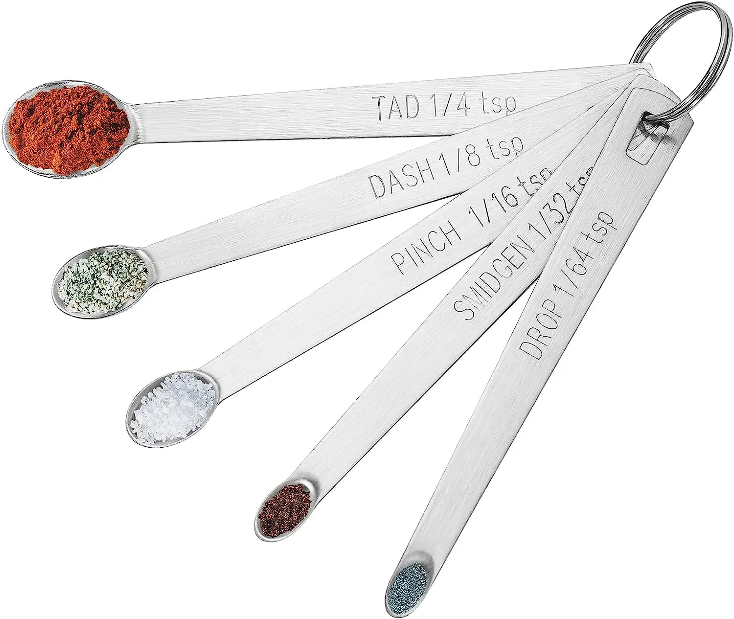 5PCS Small Measuring Spoons Set - Cuttte Stainless Steel Tiny Measuring Spoons for Cooking Baking, 1/4 1/8 1/16 1/32 1/64 Tsp, Teaspoon Minispoon for Powders, Spices