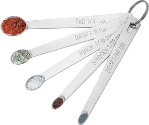 5PCS Small Measuring Spoons Set - Cuttte Stainless Steel Tiny Measuring Spoons for Cooking Baking, 1/4 1/8 1/16 1/32 1/64 Tsp, Teaspoon Minispoon for Powders, Spices