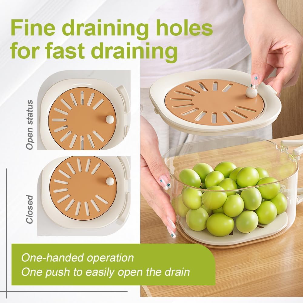 2-in-1 Kitchen Colander & Storage Basket Set - Multifunctional Fruit and Vegetable Washing Bowl with Strainer, Lid, and Handle Fruit Washer Drainer Container Set Perfect for Home and Restaurant Use Utensils, TikTokShopBlackFriday