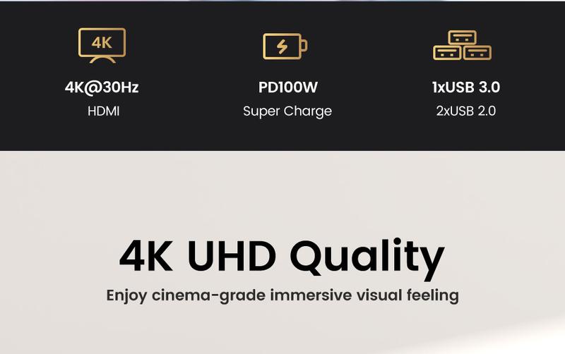 UGREEN USB C Hub 5 in 1 Multiport Adapter Revodok 105 4K HDMI, 100W Power Delivery, 3 USB-A Data Ports, USB C Dongle for MacBook Pro/Air, iPad Pro, iMac, iPhone 16 Pro/Pro Max, XPS, Thinkpad