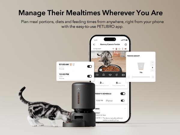 PETLIBRO Automatic Cat Feeder with Camera,1080P HD video, night vision, 5G Wi-Fi, 2-way audio, food sensor,motion alerts for pets