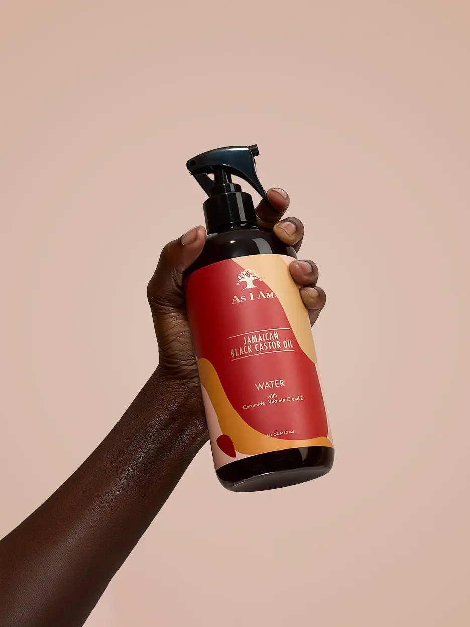 As I Am Jamaican Black Castor Oil Water - 16 oz - with Ceramide and Vitamin C & E - Nano Curl Strengthener - Moisturizes and Detangles - Anti-Frizz - Vegan & Cruelty Free