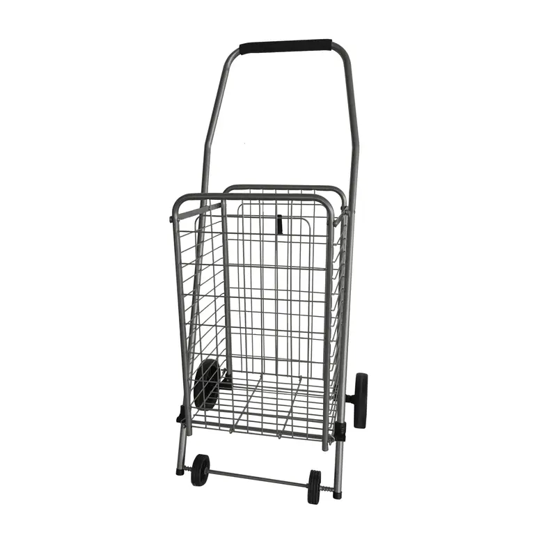 212 MAIN Apex 6029570 Collapsible Steel Frame Shopping Cart - Fold-Flat Design, 37.6x14.8x18.5 in, Gray