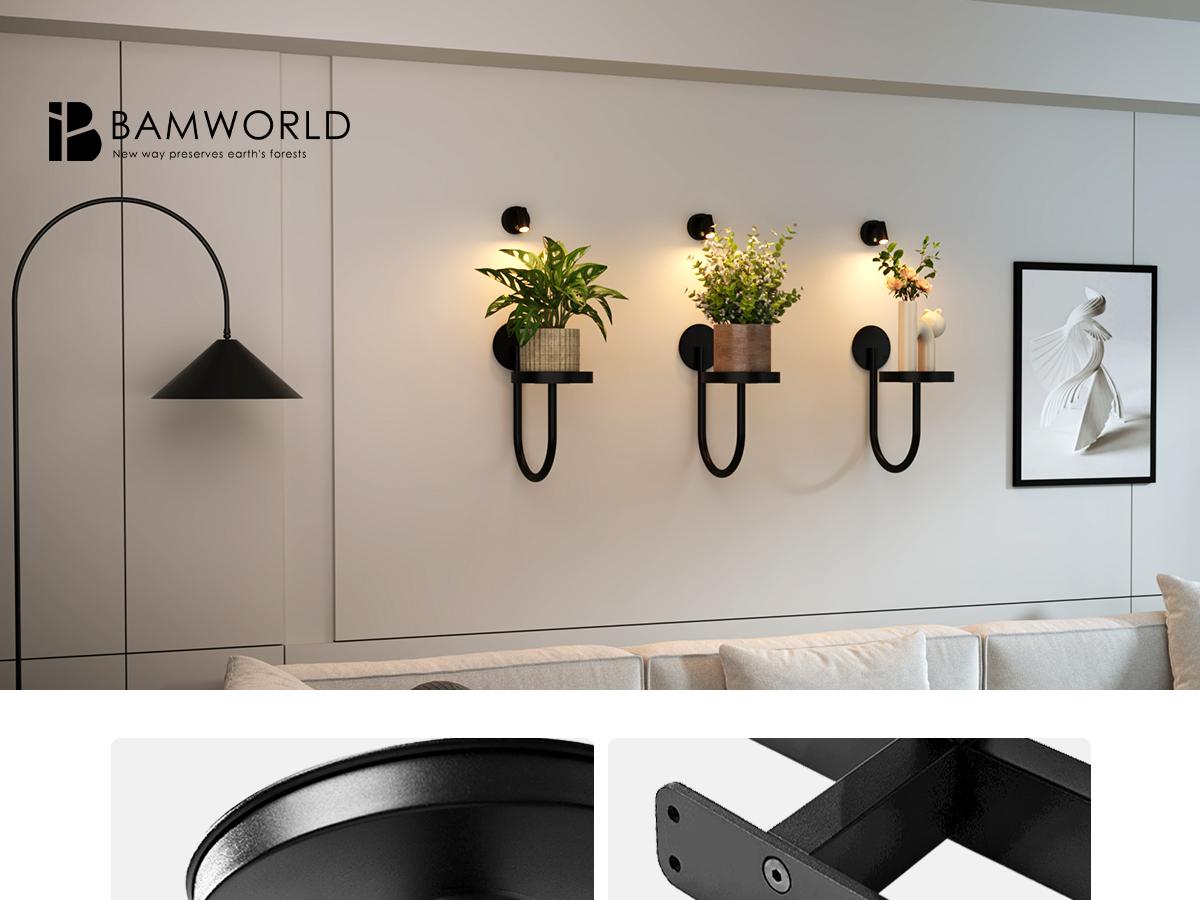 Bamworld 3pcs Wall Plant Holder Wall Planters for Indoor Plants Plant Hanger Indoor Wall Planter Window Plant Shelves Hanging Plant Holder Window Plant Hanger Plant Decor Black room decor for girls Flower Pots Garden Accessories